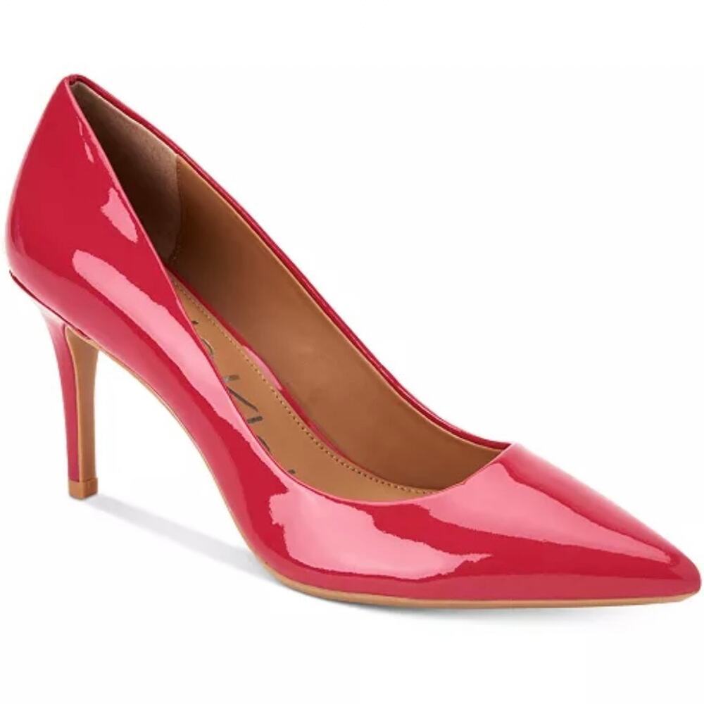 Calvin Klein Women's Kamara Patent Heels Pointy Toe Red Classic Pumps Size 9